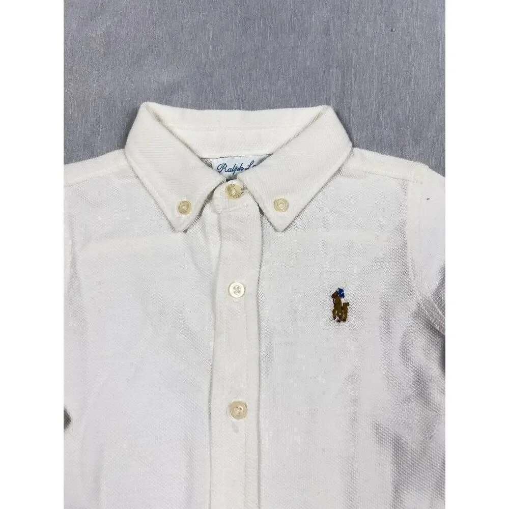 Vintage NWT Ralph Lauren Baby Boy Long Sleeve Oxford Button Down 9M Pony Logo
